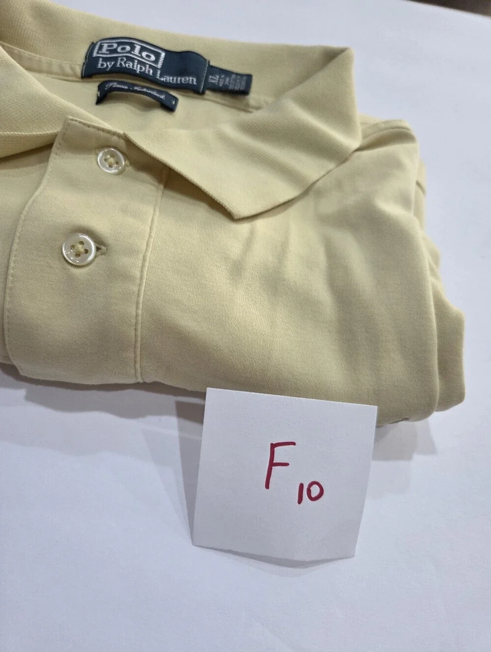 Ralph Lauren Men's Pale Yellow Polo Shirt with Pony Logo Sz.XL